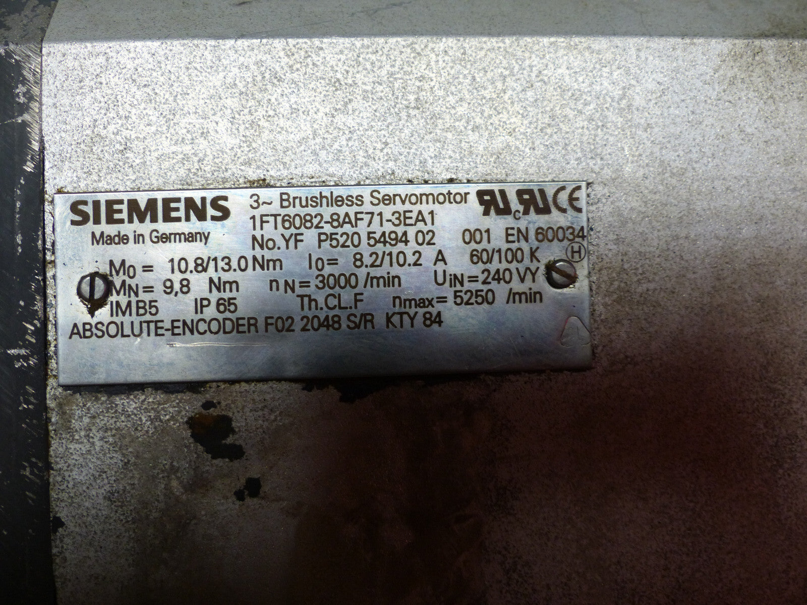 Siemens Servomotor 1FT6082-8AF71-3EA1  s.Bilder