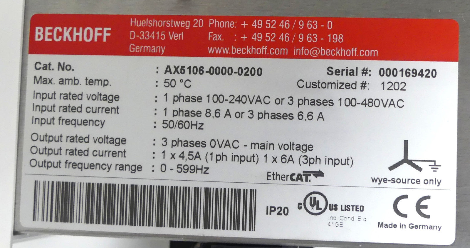 Beckhoff AX5106-0000-0200