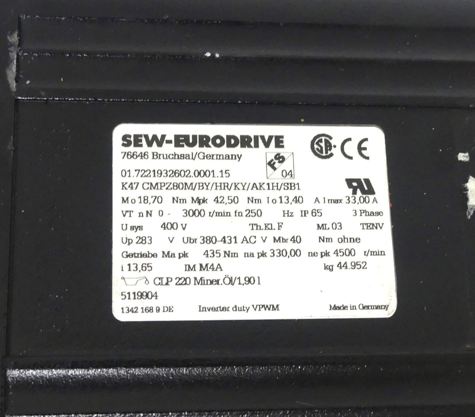 SEW K47 CMPZ80M/BY/HR/KY/AK1H/SB1