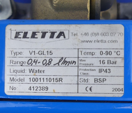 Eletta V1-GL15 100111015R Water 16bar Flow Monitor Strömungswächter -used-
