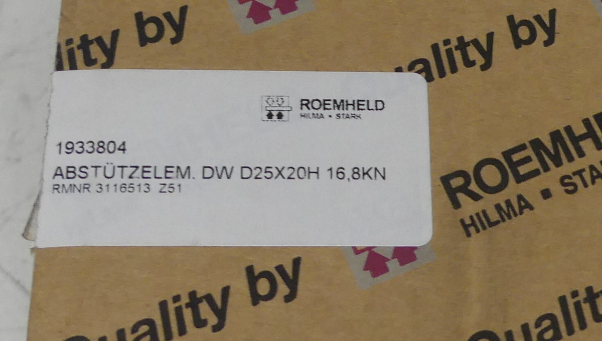 ROEMHELD 1933804  315bar ABSTÜTZELEM.DW D25X20H 16,8KN