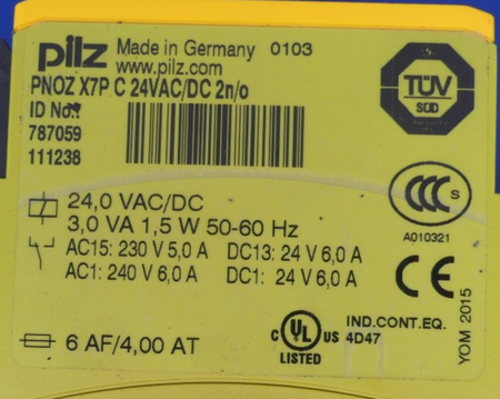 Pilz PNOZ X7P C 24VAC/DC 2n/o  787059111238