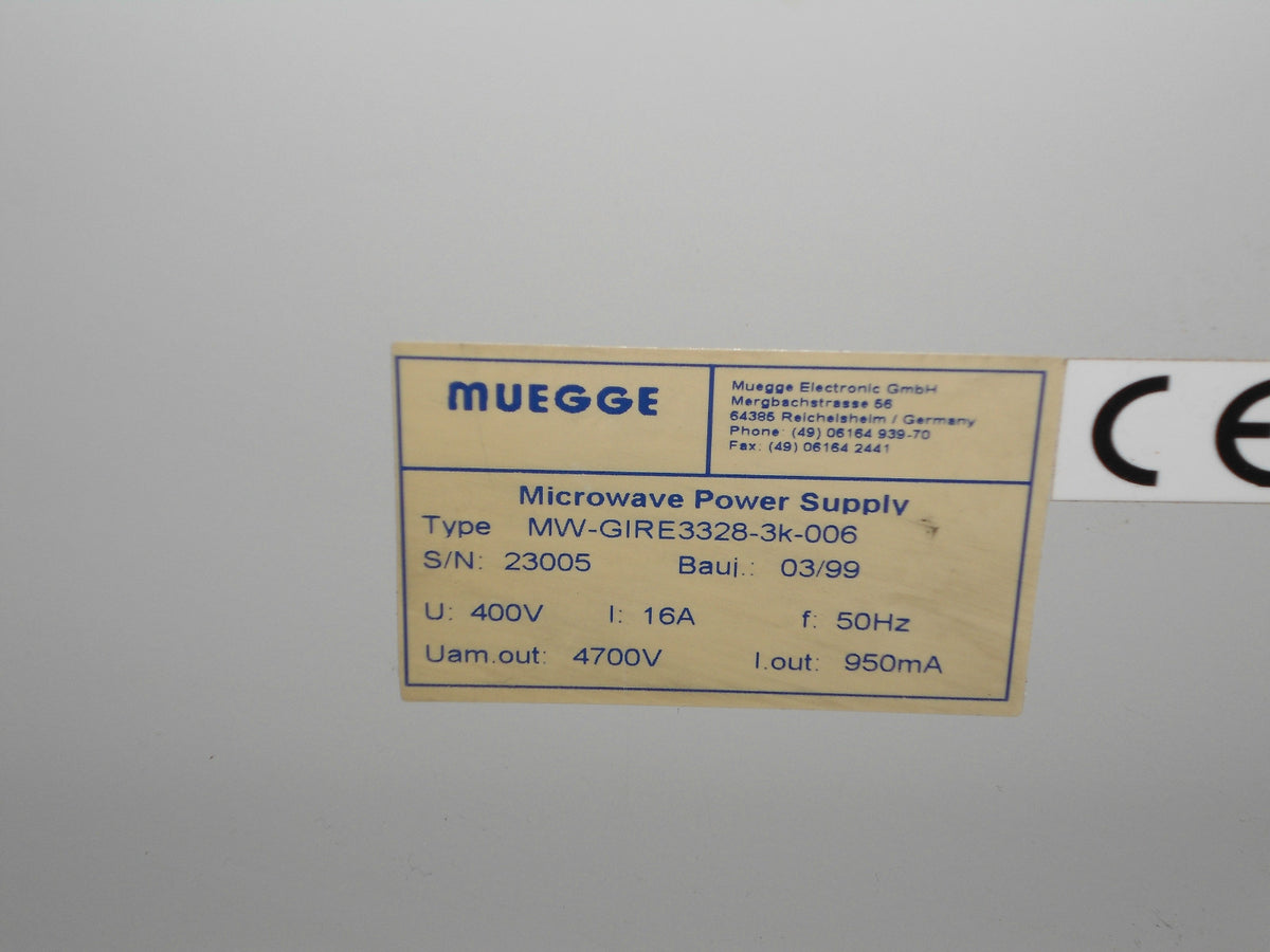 MUEGGE MICROWAVE POWER SUPPLY MW_GIRE 3328-3K-0600