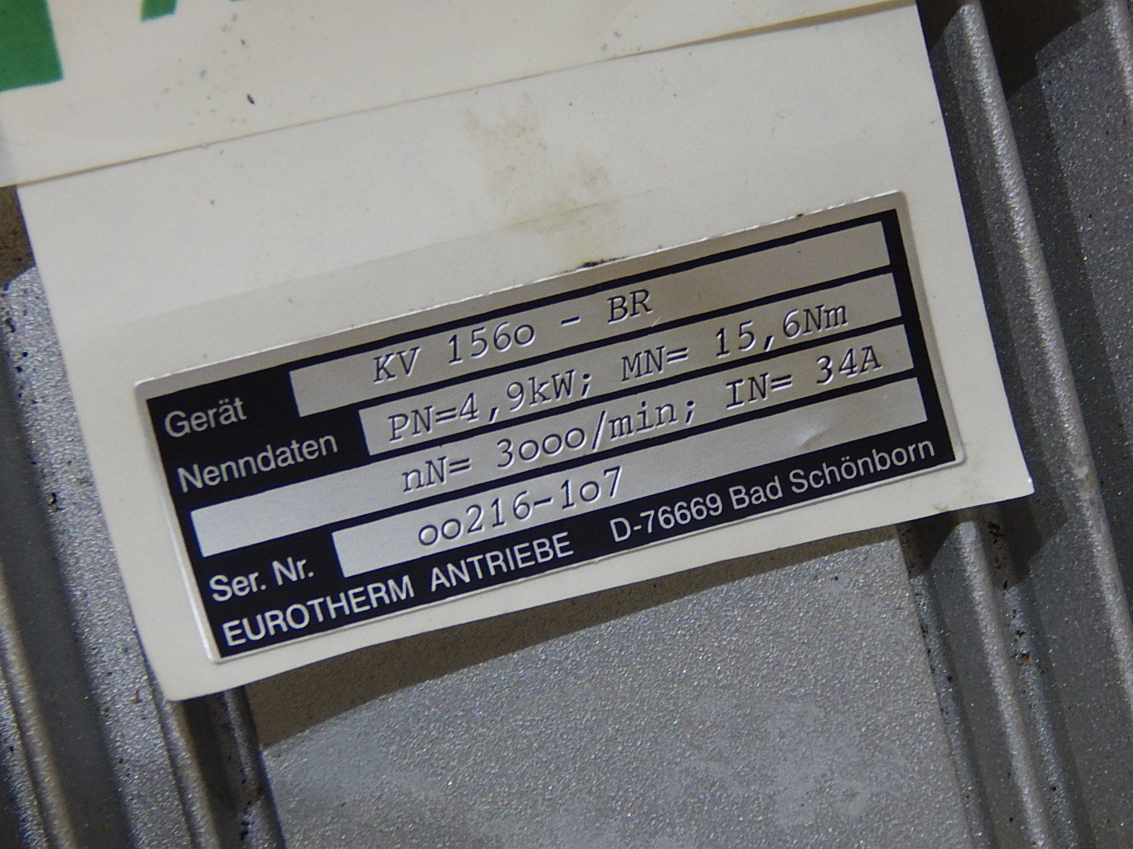 EUROTHERM ANTRIEBE  KV 1560 - BR  15,6NM  34A 3000MIN 4,9KW