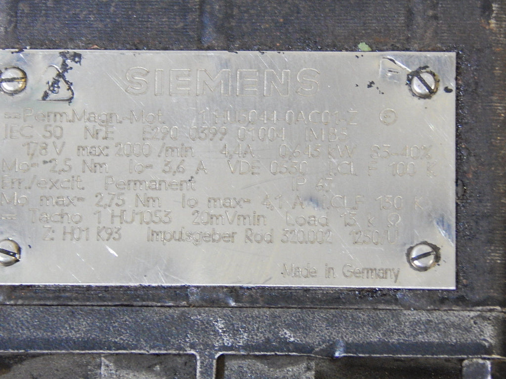 SIEMENS 1HU5044-0AC01-Z DC Servo Motor Used