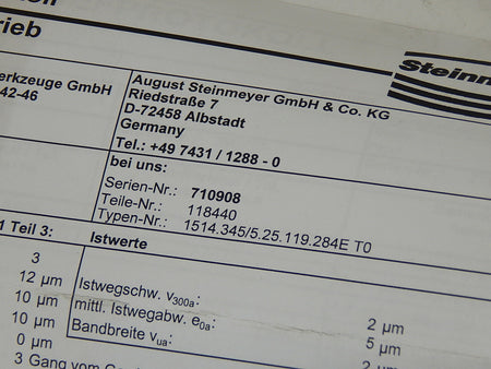  Steinmeyer  ETA 1514.345/5.25.119.284E T0  Kugelgewindetrieb  mit Prüfprotokoll