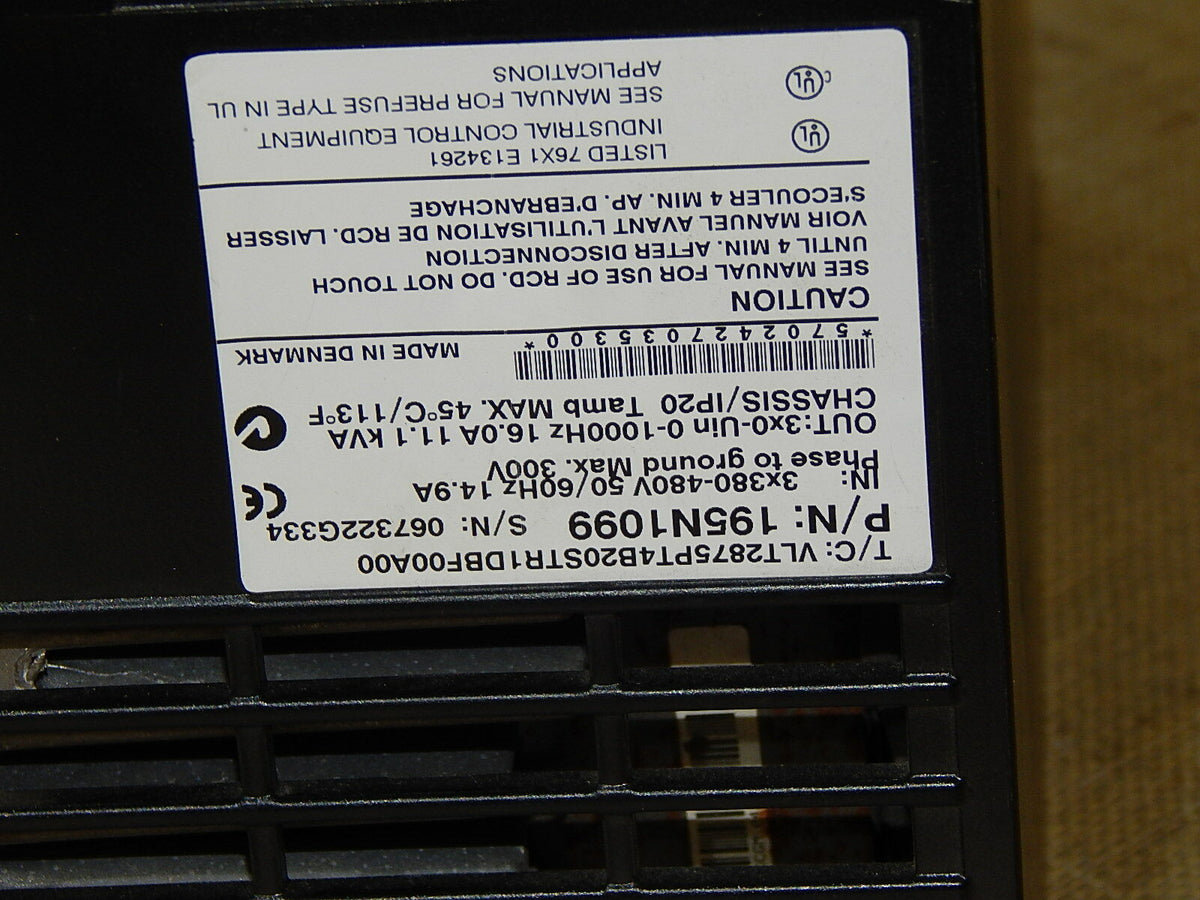 Danfoss VLT2875 VLT2875PT4B20STR1DBF00A00 195N1099 11,1kVA 400V