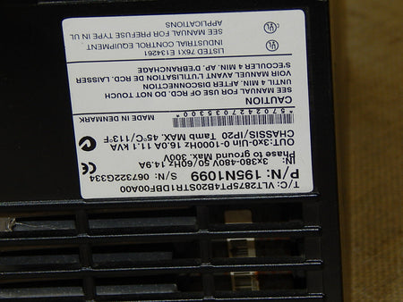 Danfoss VLT2875 VLT2875PT4B20STR1DBF00A00 195N1099 11,1kVA 400V