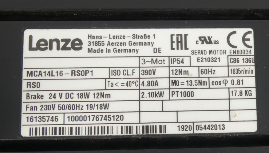 LENZE  MCA 14L16-RS0P1