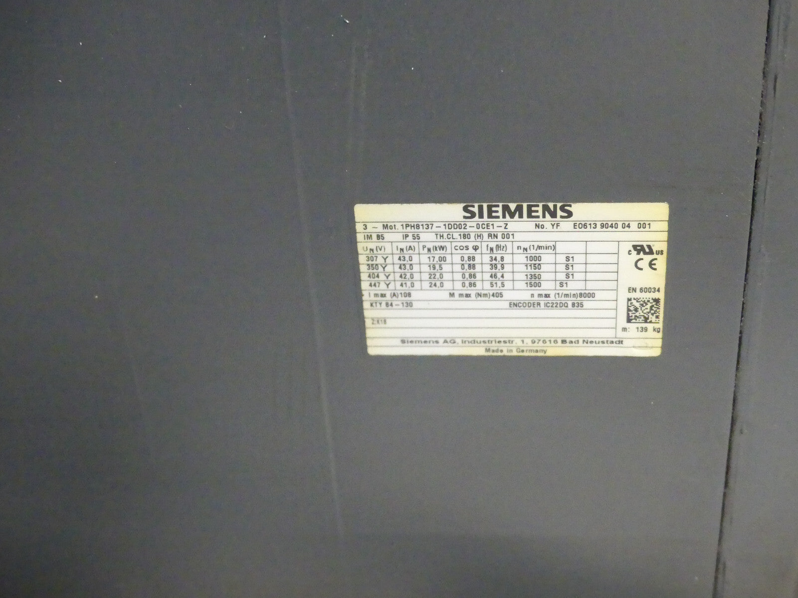 Siemens 1PH8137-1DD02-0CE1-Z