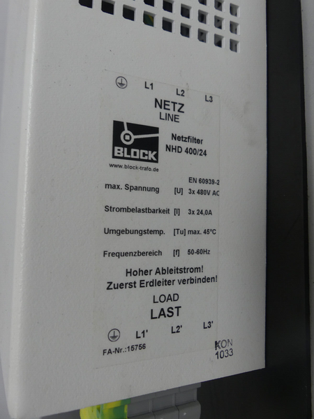 BLOCK NHD400/24 Drossel Netzfilter kombination