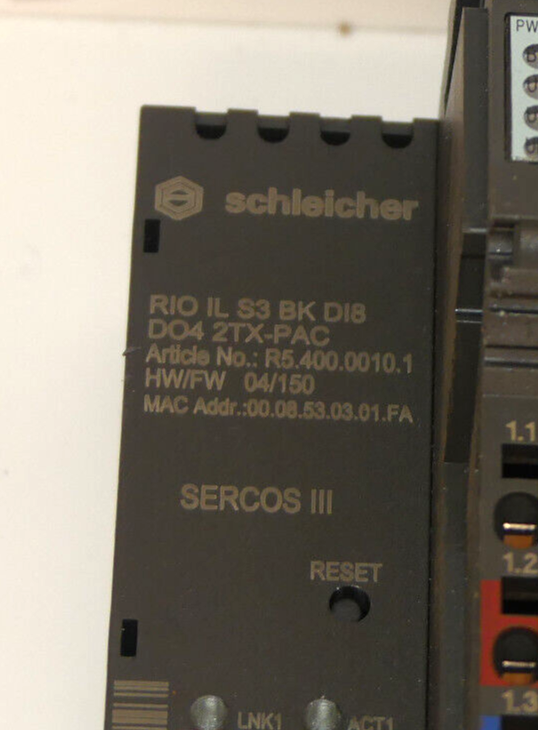 Schleicher RIO IL S3 BK DI8 DO4 2TX-PAC  RIOILS3BKDI8DO42TX-PAC  R5.400.0010.1