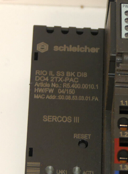Schleicher RIO IL S3 BK DI8 DO4 2TX-PAC  RIOILS3BKDI8DO42TX-PAC  R5.400.0010.1