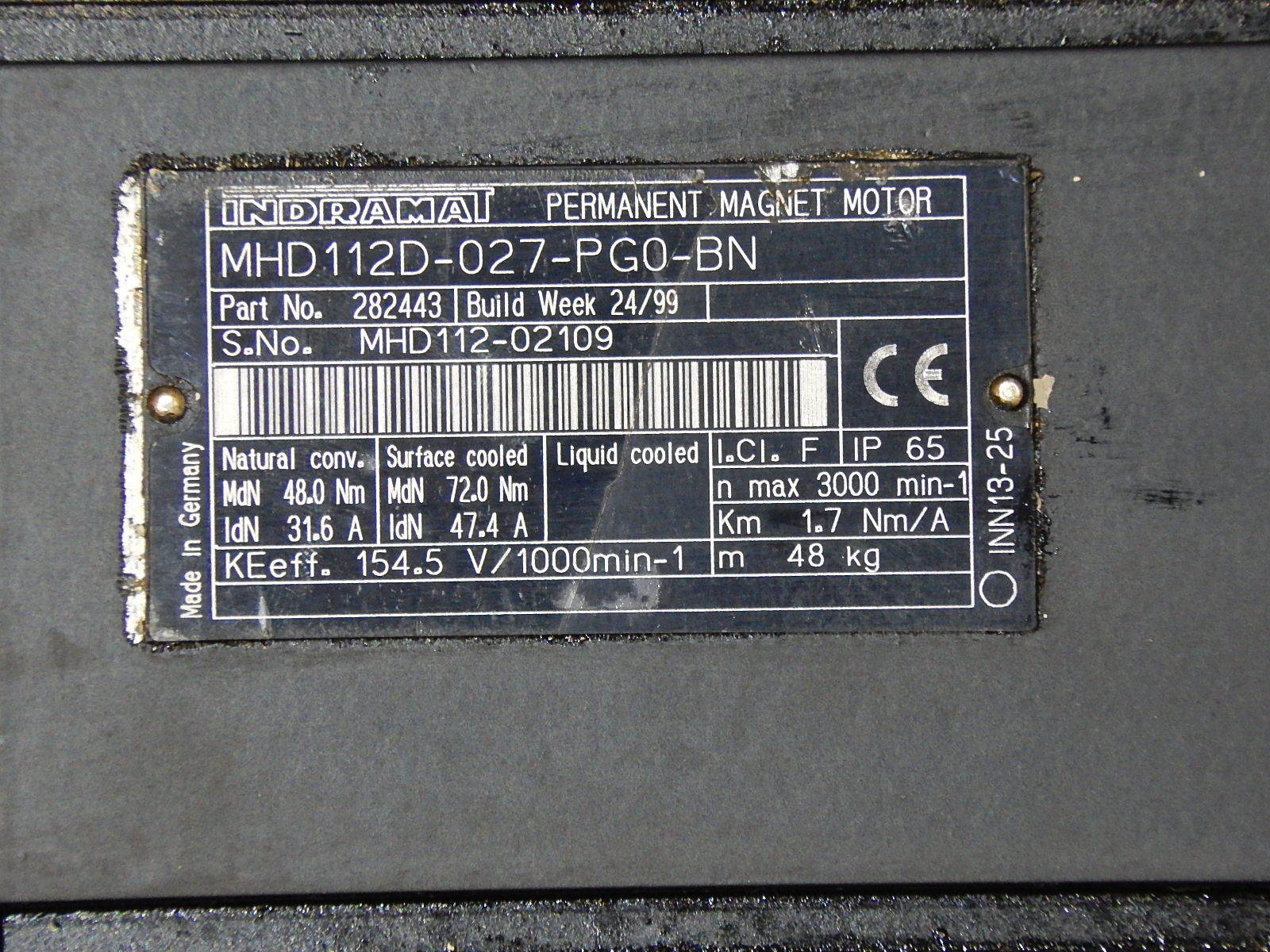 REXROTH INDRAMAT PERMANENT MAGNET MHD112D-027-PG0-BN SERVO MOTOR Used