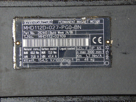 REXROTH INDRAMAT PERMANENT MAGNET MHD112D-027-PG0-BN SERVO MOTOR Used