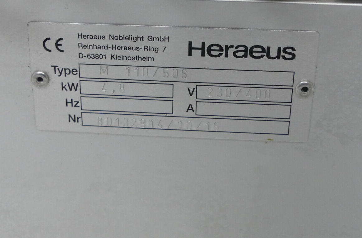 HERAEUS M 110/508   M110/508 Thermoelement 4,8 KW