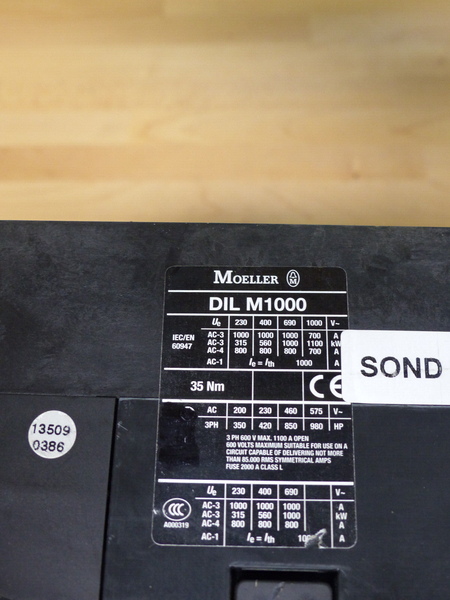 Moeller  1000 kw DIL M1000 1000s699-25 contactor Leistungsschütz schütz s.B