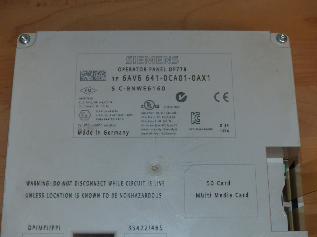 Siemens 6AV6641-0CA01-0AX1 / 6AV6 641-0CA01-0AX1 Operator Panel OP77B E11
