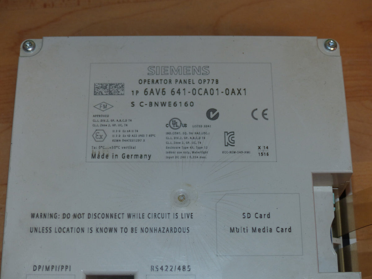 Siemens 6AV6641-0CA01-0AX1 / 6AV6 641-0CA01-0AX1 Operator Panel OP77B E11