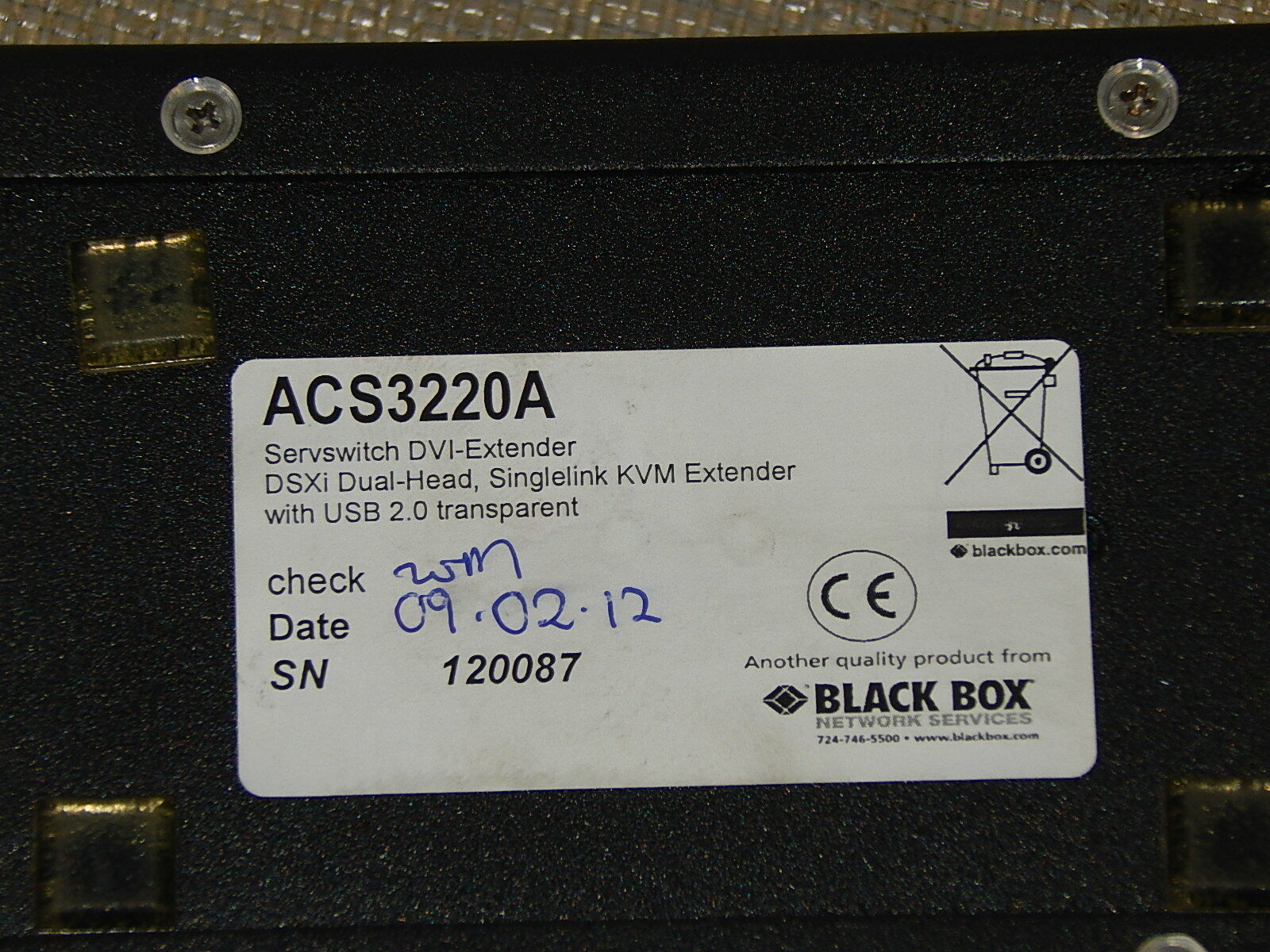  Black Box   ACS3220A   Servswitch DVI-Extender used