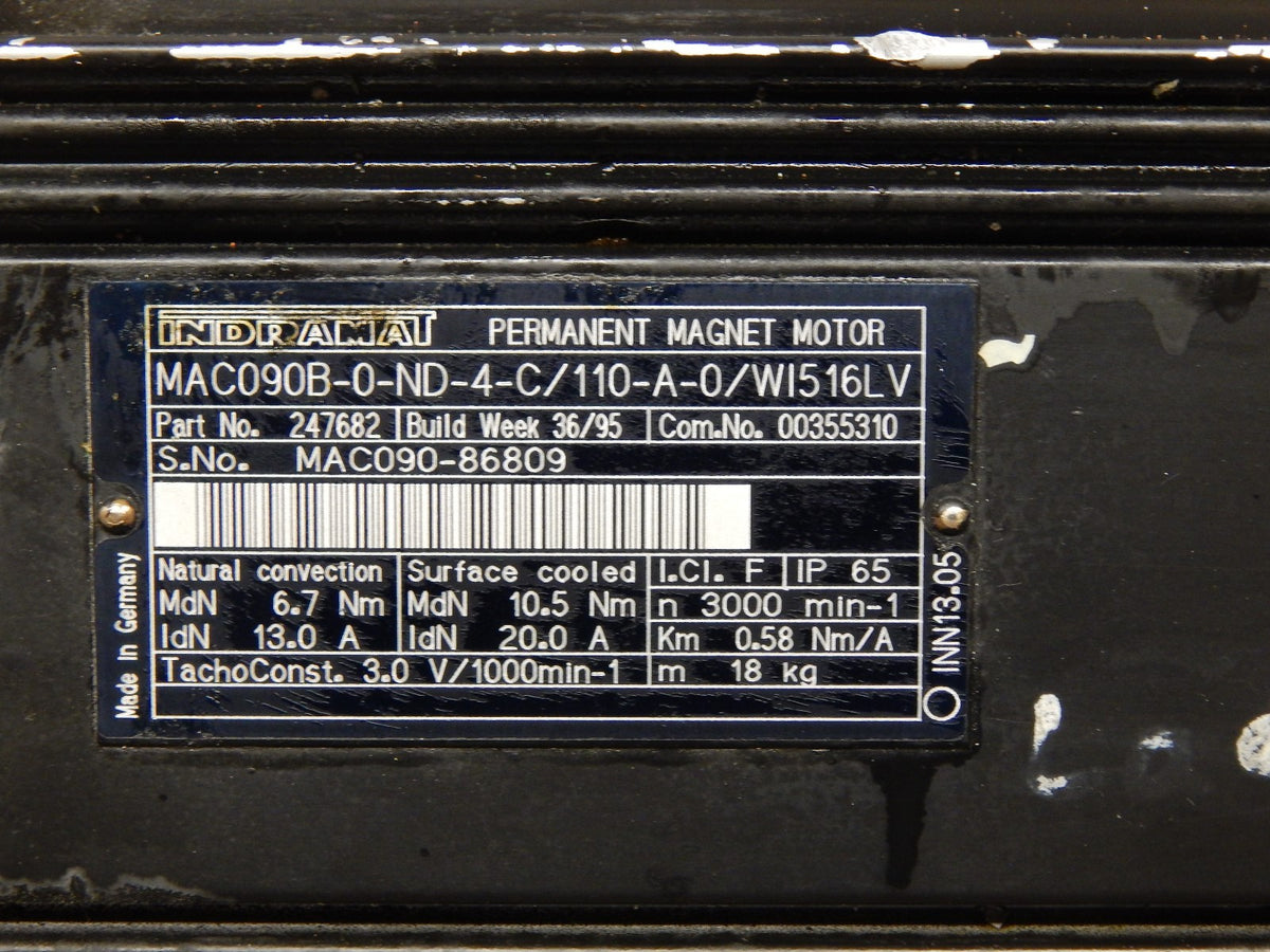 INDRAMAT MAC090B-0-ND-4-C/110-A-0/WI516LV  Perm.-Magnet-Motor  Used