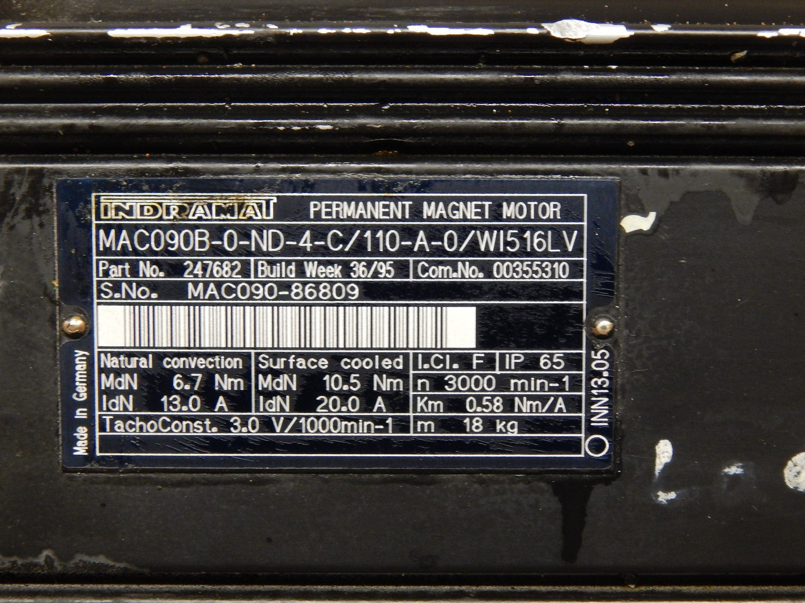 INDRAMAT MAC090B-0-ND-4-C/110-A-0/WI516LV  Perm.-Magnet-Motor  Used