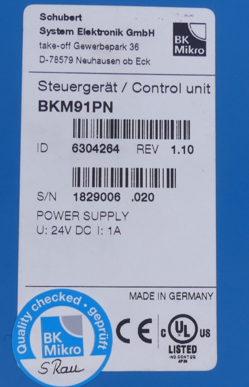 Schubert Steuergerät BKM91PN 6304264