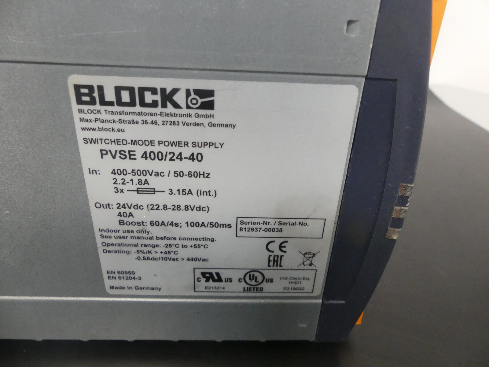 BLOCK PVSE 400/24-40 Netzteil