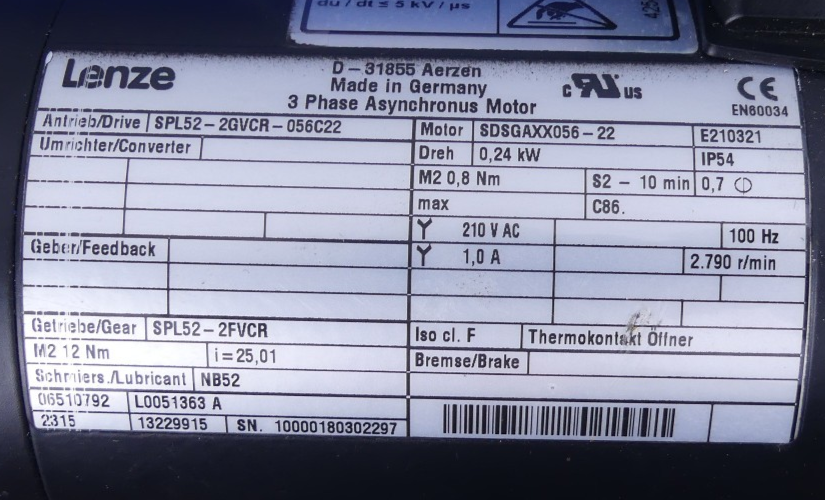 LENZE SDSGAXX056-22+SPL52-2GVCR-056C22