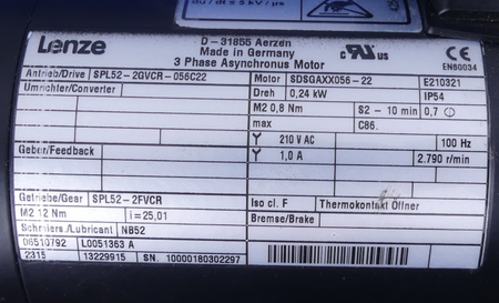 LENZE SDSGAXX056-22+SPL52-2GVCR-056C22