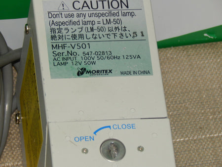  Moritex  MHF-501 faseroptische Lichtquelle 100V 50/60Hz  50W Halogen Lampe 