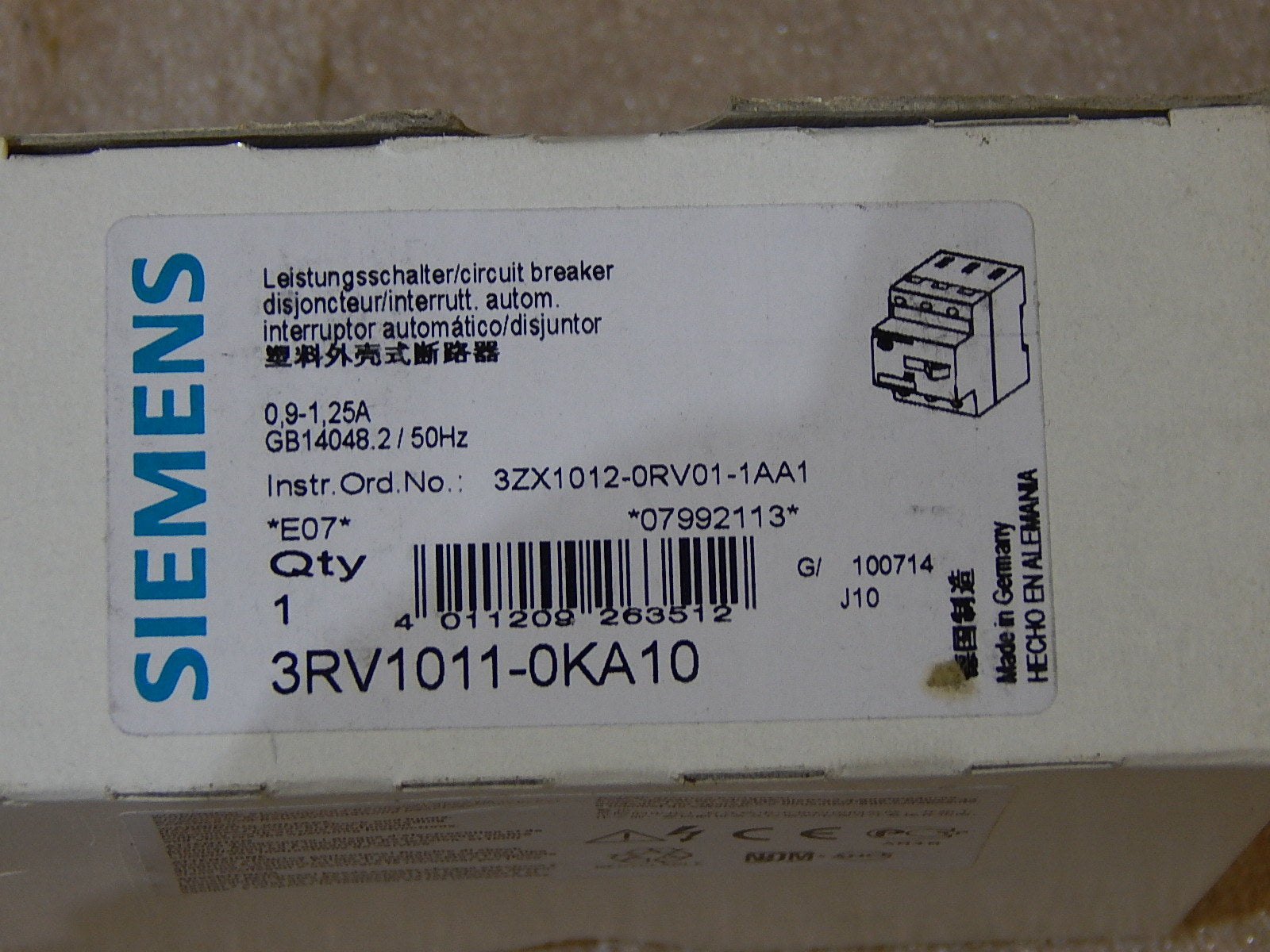 Siemens Leistungsschalter 3RV1011-0KA10 Motorschutzschalter NEU 