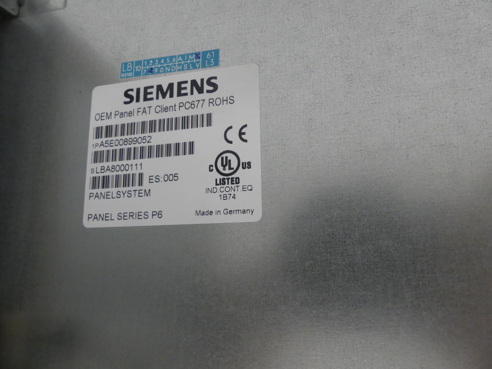Siemens SIMATIC Panel PC 677B (AC) 15´´ Touch / A5E02486984 Panel A5E00899052