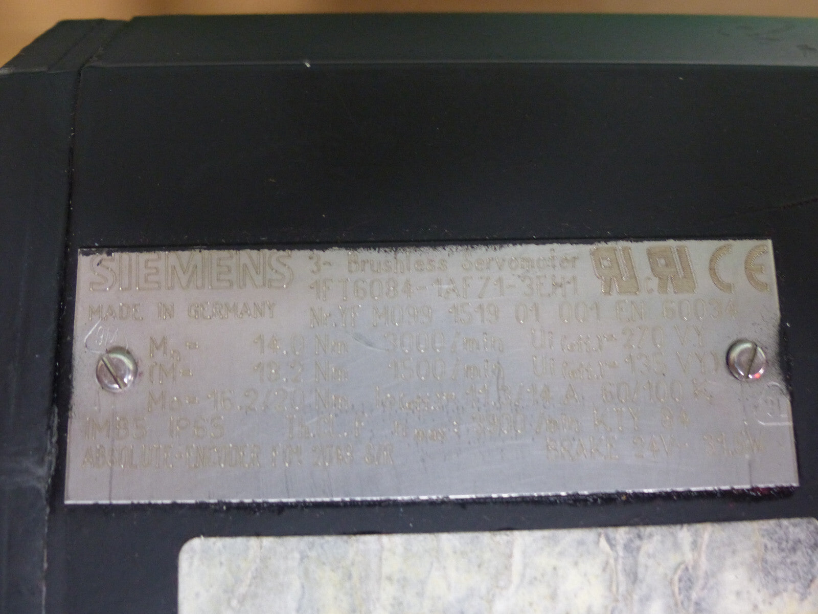 SIEMENS 1FT6084-1AF71-3EH1 used