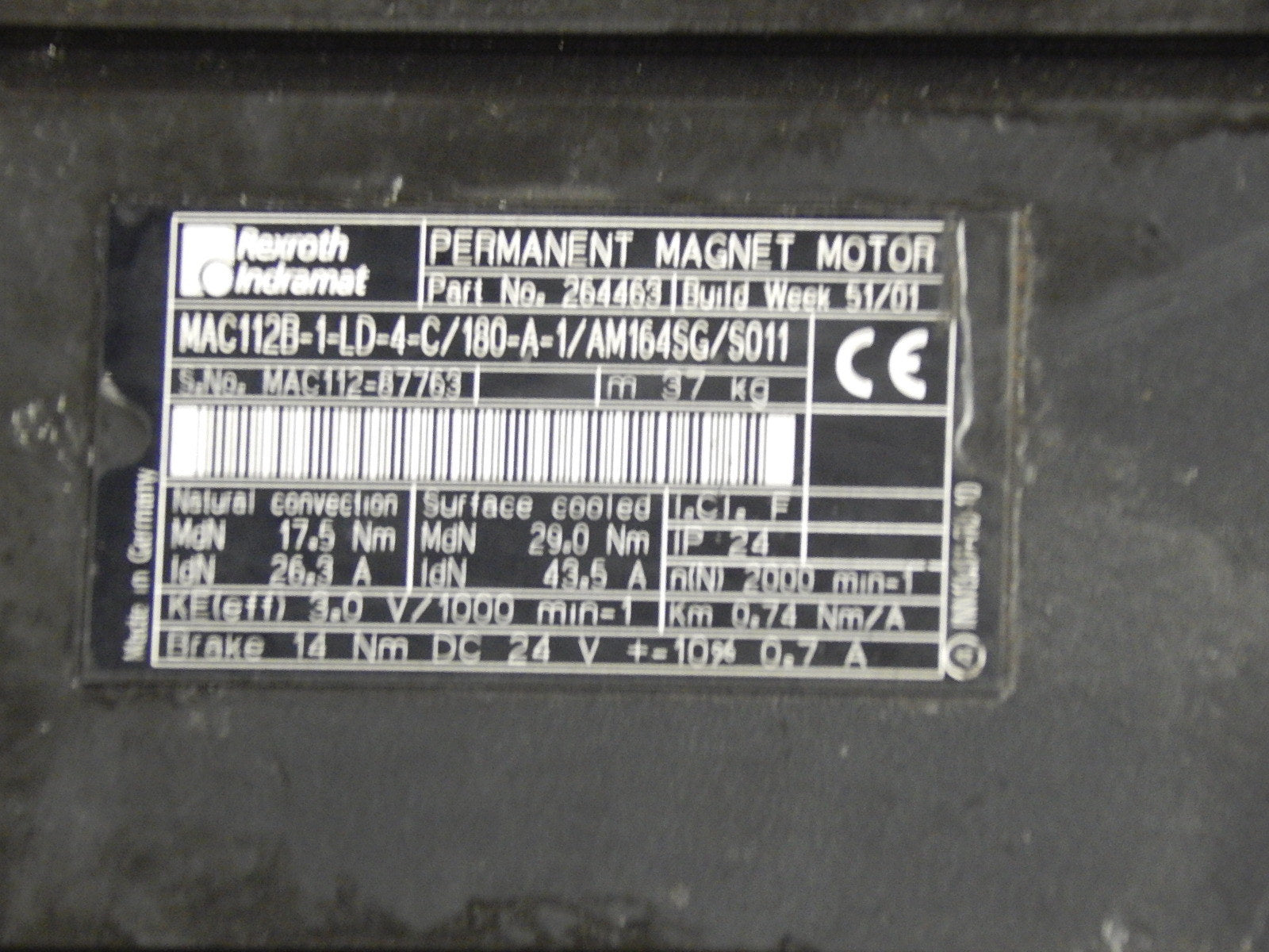 Rexroth Indramat MAC112B-1-LD-4-C/180-A-1/AM164SG/S011  Used