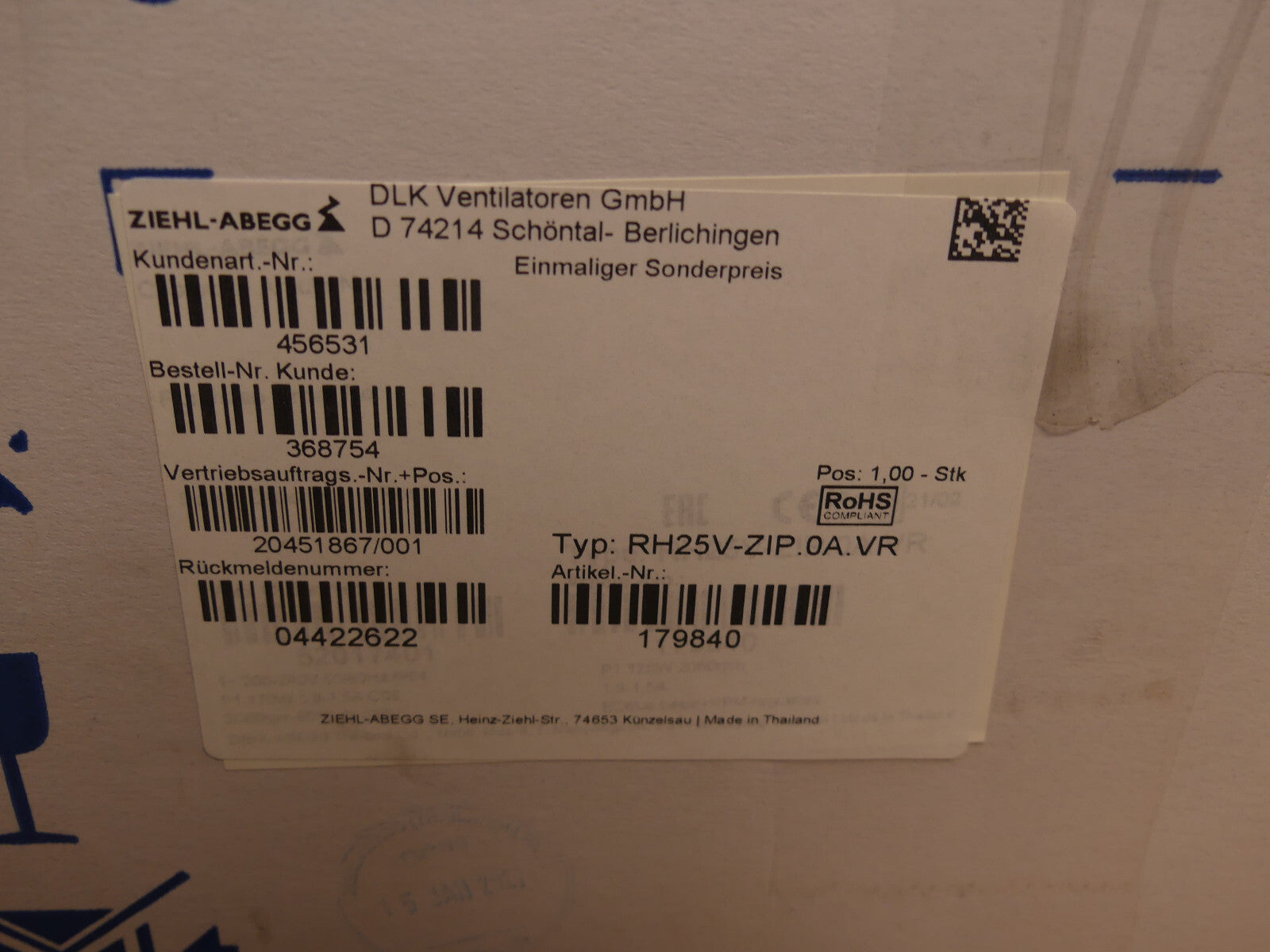 Ziehl-abegg RH25V-ZIP.0A.VR