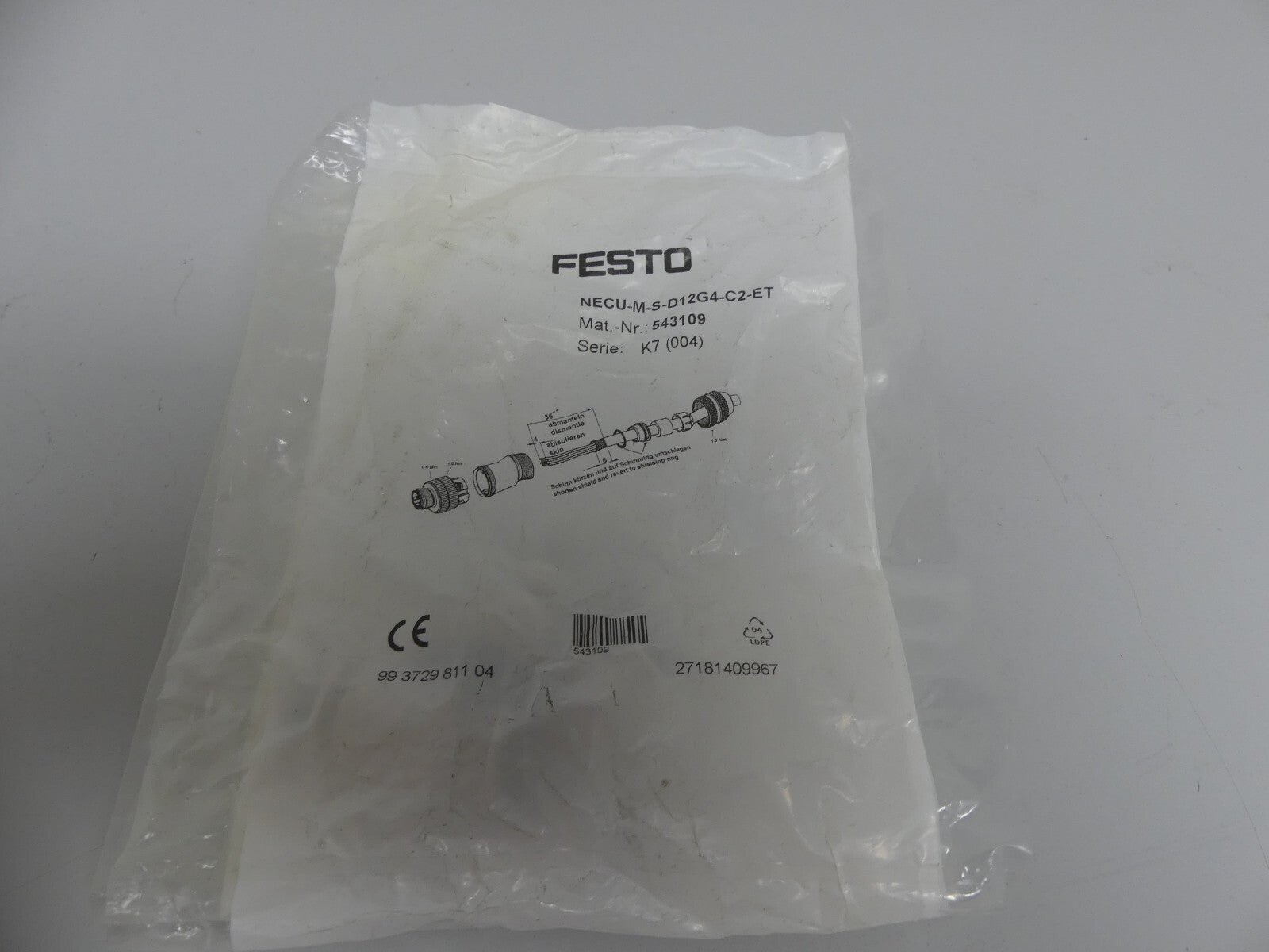 4x Festo NECU-M-S-D12G4-C2-ET Stecker 543109