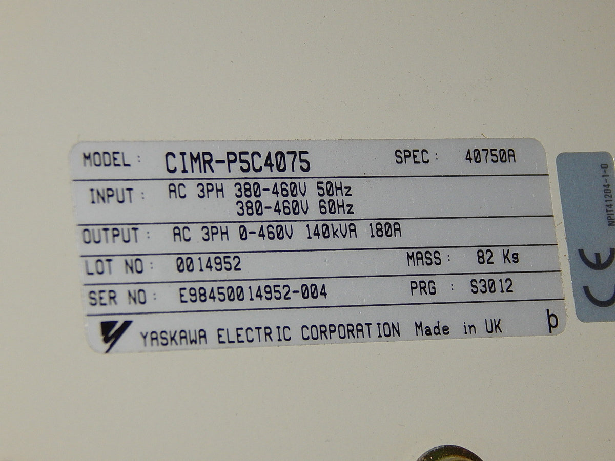  Yaskawa Frequenzumrichter CIMR-P5C4075 Varispeed  616P5  140KVA  Neuwertig 