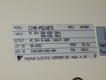  Yaskawa Frequenzumrichter CIMR-P5C4075 Varispeed  616P5  140KVA  Neuwertig 
