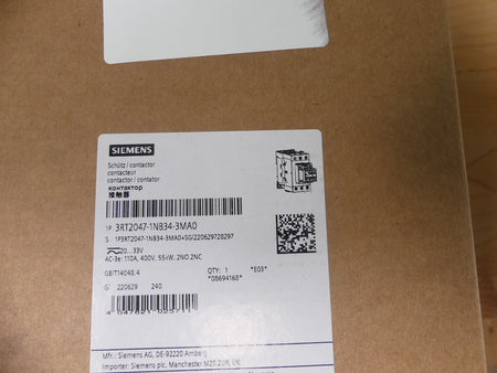 Siemens  3RT2047-1NB34-3MA0  Schütz Contactor
