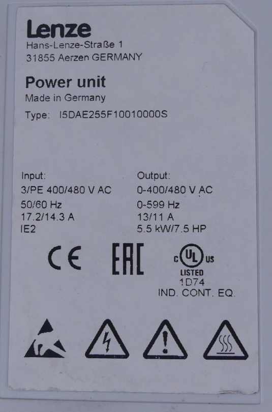 lenze i550 Power Unit 15DAE255F10010000S
