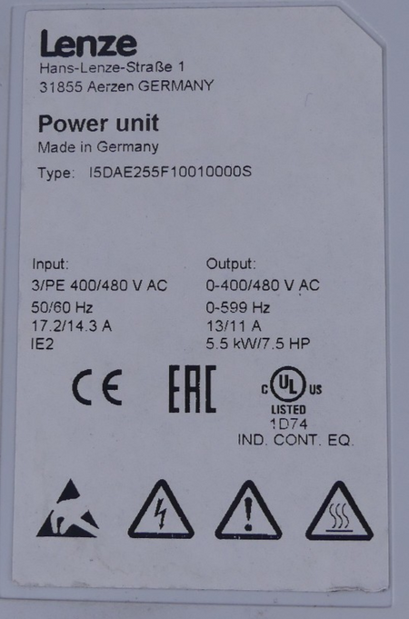lenze i550 Power Unit 15DAE255F10010000S