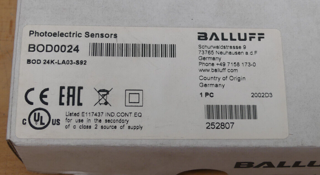 BALLUFF BOD0024 BOD 24K-LA03-S92   BOD24K-LA03-S92 Photoelectric Sensors