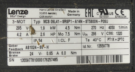 LENZE MCS 09L41-SRSP1-A14N-ST5S00N-P0SU
