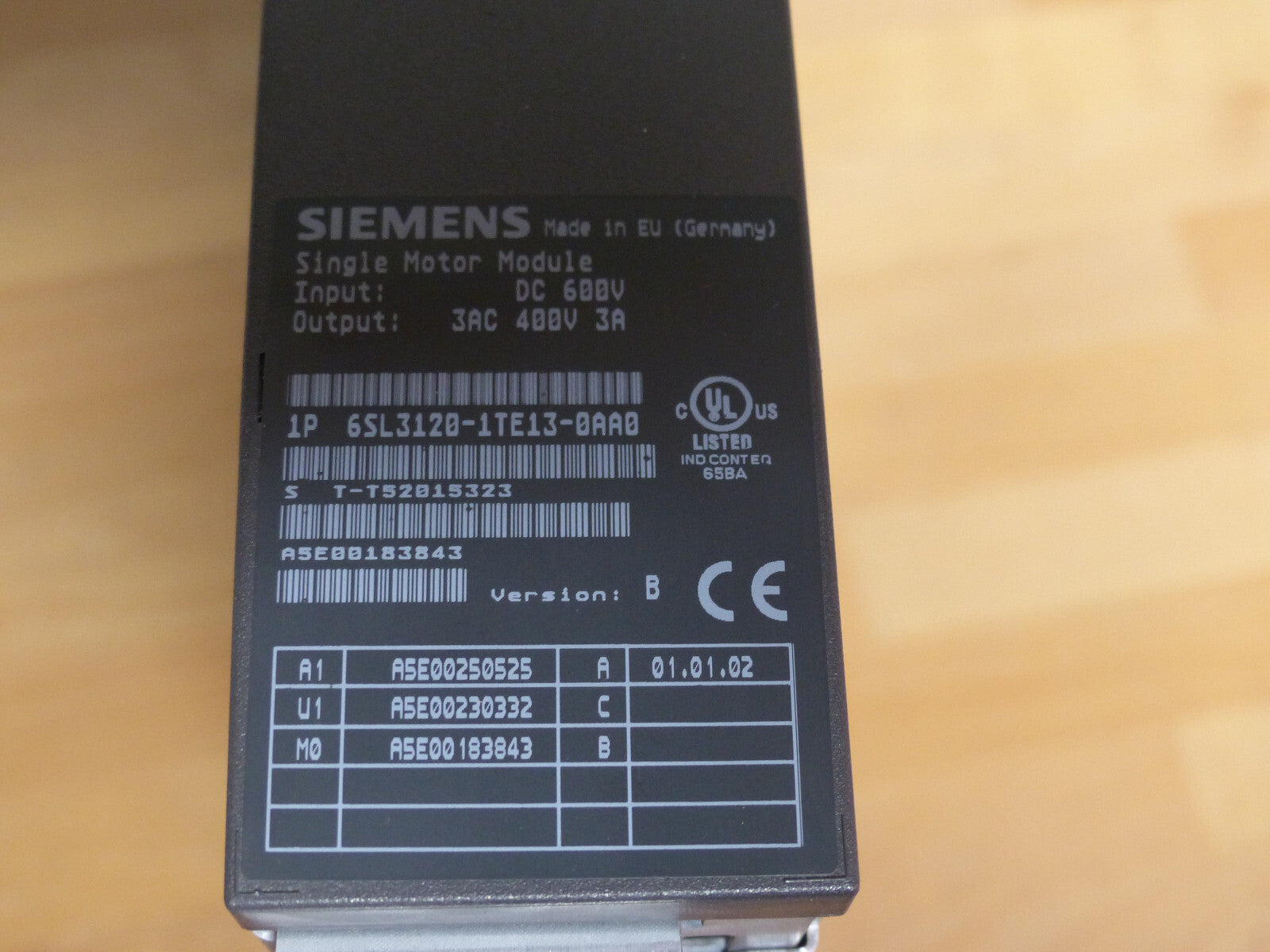 SIEMENS 6SL3120-1TE13-0AA0 USED