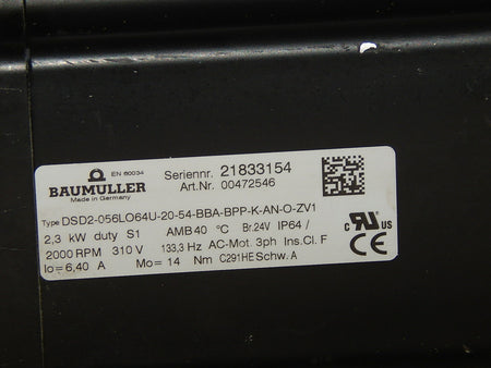 Baumüller DSD2-056LO64U-20-54-BBA-BPP-K-AN-O-ZV1 Servomotor used