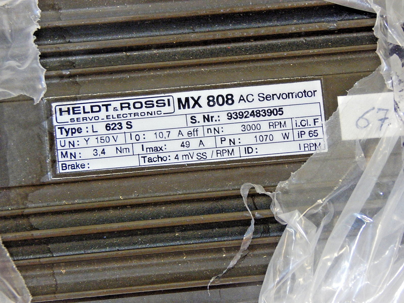 HELDT&ROSSI  MX 808 AC Servo Motor L 623 S  3000 U/min Used