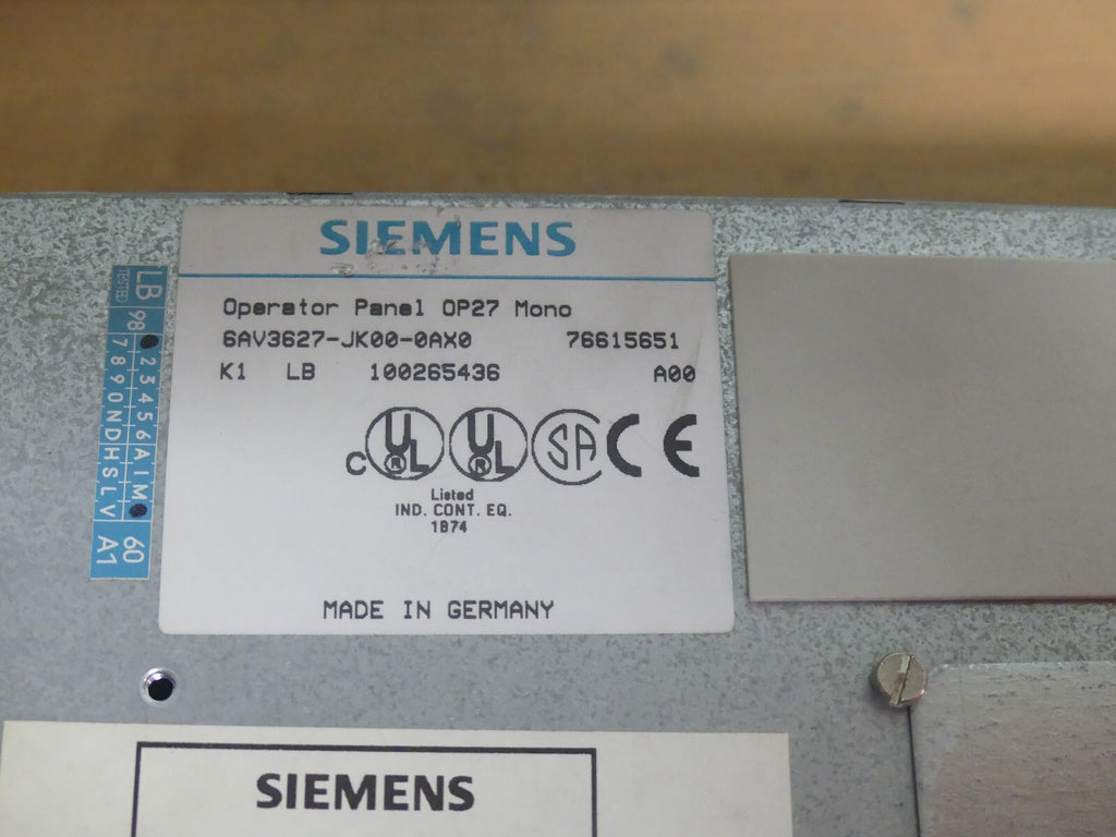 Siemens Simatic Panel OP 27 6AV 3627-JK00-0AX0