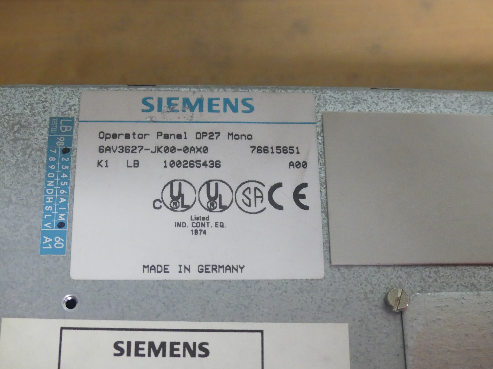 Siemens Simatic Panel OP 27 6AV 3627-JK00-0AX0