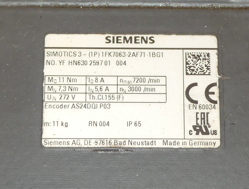 SIEMENS 1FK7063-2AF71-1BG1 1FK70632AF711BG1